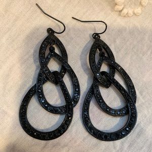 Black Sparkle Hanging Earrings